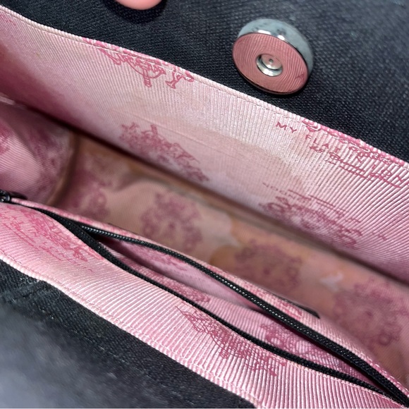 My Flat In London pink Queen bee black tote with original bag it came in - Picture 8 of 15